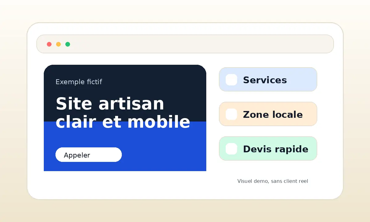Aperçu fictif d'un site artisan Site-200, sans client réel affiché